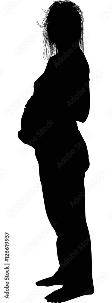pregnant woman isolated on white