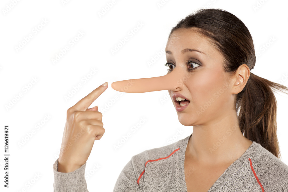 women with elongated nose - the concept of lying women with elongated nose - the concept of lying