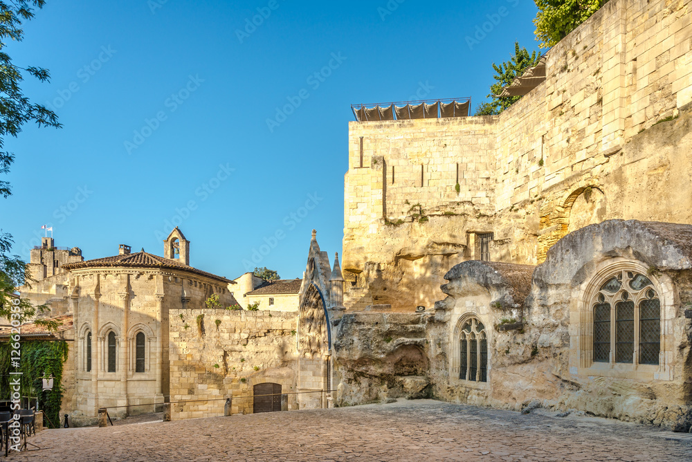 Saint Emilion - Monolithic church carved from a limestone cliff - France