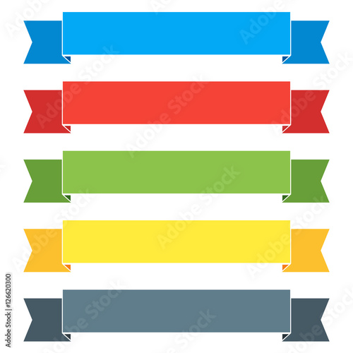 Colored ribbon banners set. Different Color Sample tapes template.