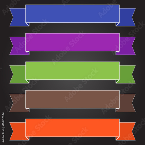 Colored ribbon banners set. Different Color Sample tapes template.