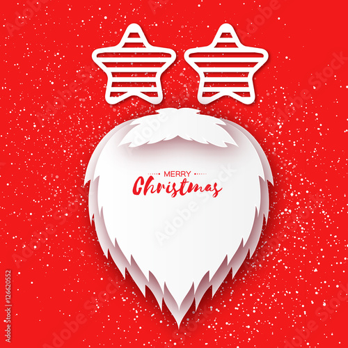 Merry Christmas card with papercraft Santa Claus beard