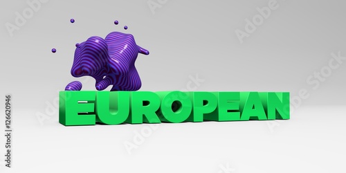 EUROPEAN - 3D rendered colorful headline illustration. Can be used for an online banner ad or a print postcard.