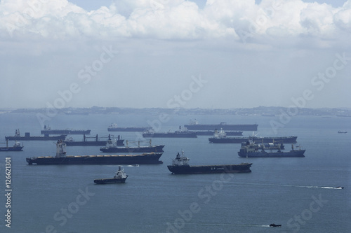 Ships in Singapore port in the morning