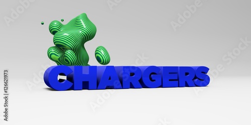 CHARGERS - 3D rendered colorful headline illustration. Can be used for an online banner ad or a print postcard.