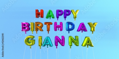 Happy Birthday Gianna card with balloon text - 3D rendered stock image. This image can be used for a eCard or a print postcard. photo