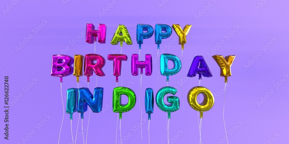 Happy Birthday Indigo card with balloon text - 3D rendered stock image. This image can be used for a eCard or a print postcard. Happy Birthday Indigo card with balloon text - 3D rendered stock image. This image can be used for a eCard or a print postcard.