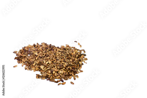 Seeds of milk thistle on white background