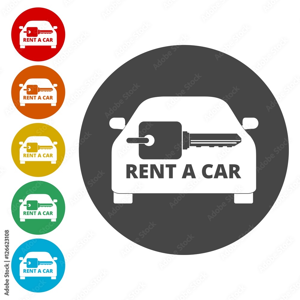Rent a Car Transportation design icons set Rent a Car Transportation design icons set