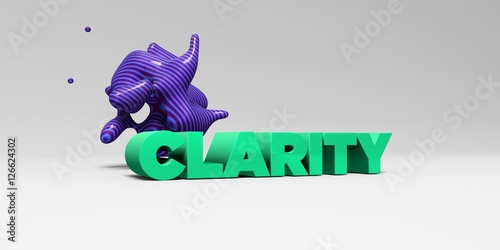CLARITY - 3D rendered colorful headline illustration. Can be used for an online banner ad or a print postcard.