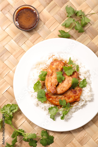 rice with chicken and sauce