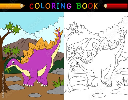 Cartoon stegosaurus coloring book
