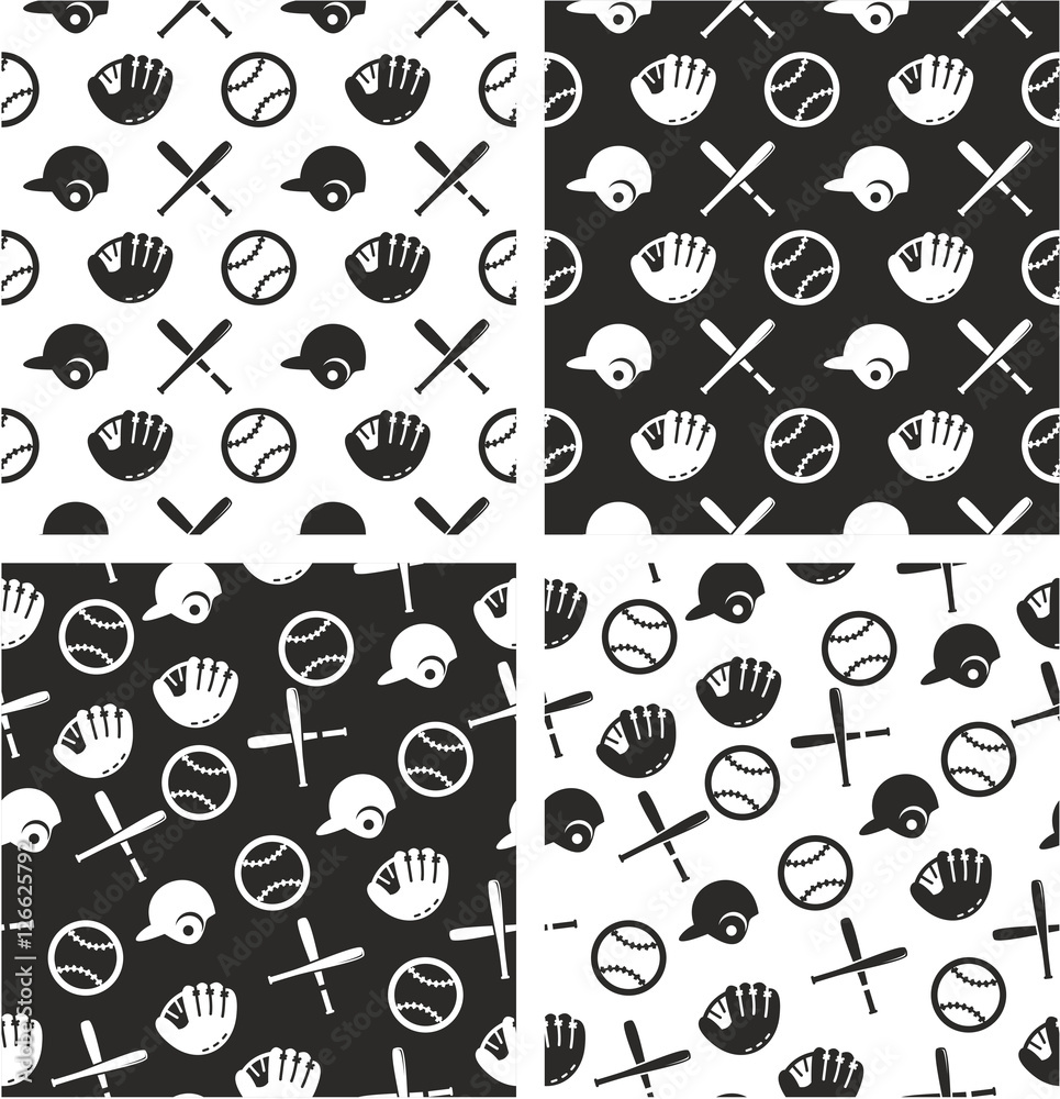 Fototapeta premium Baseball Aligned & Random Seamless Pattern Set