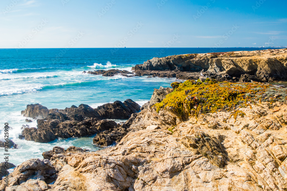 Atlantic ocean coast - wild beaches and cliffs in Alentejo, Portugal