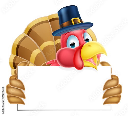 Thanksgiving Turkey Holding a Sign