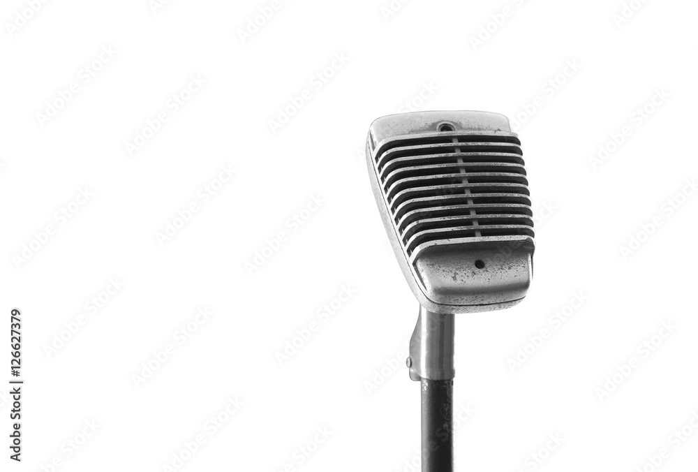 Fototapeta premium Retro microphone isolated on white background with clipping path.
