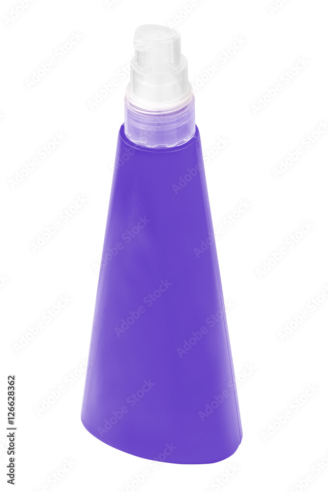 Sun protecting cream purple bottle, isolated on white background Sun protecting cream purple bottle, isolated on white background