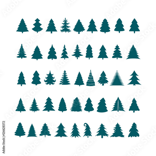 Christmas tree silhouette design vector set. Concept tree icon c