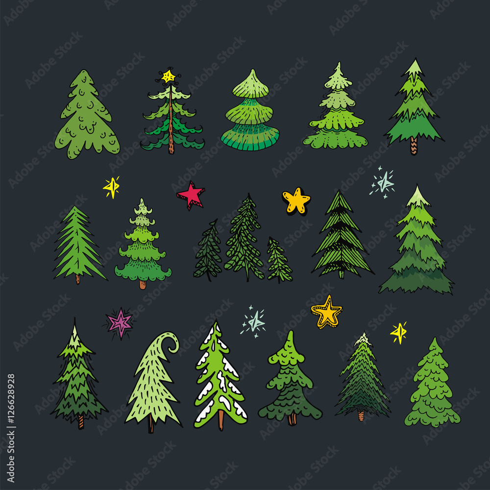 Obraz premium Christmas Trees vector image design set for you illustration, de