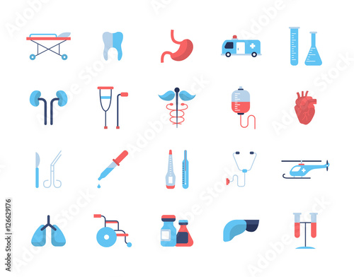Medicine - flat design icons, pictograms