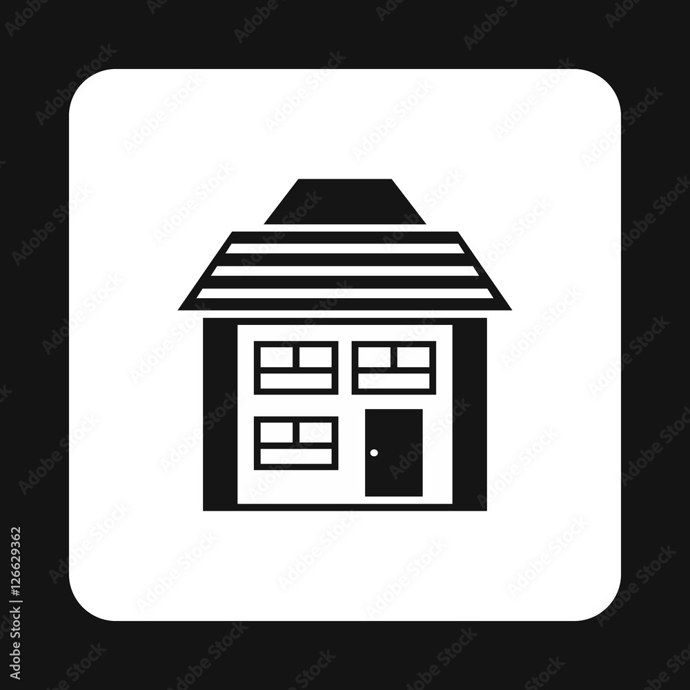 Two storey house with sloping roof icon in simple style isolated on white background. Structure symbol vector illustration Two storey house with sloping roof icon in simple style isolated on white background. Structure symbol vector illustration