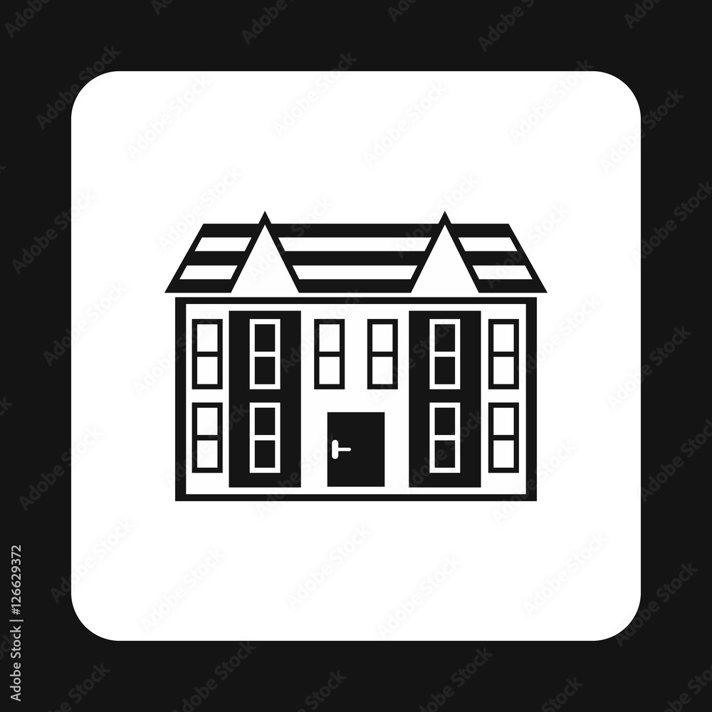 Large two storey house icon in simple style isolated on white background. Structure symbol vector illustration Large two storey house icon in simple style isolated on white background. Structure symbol vector illustration