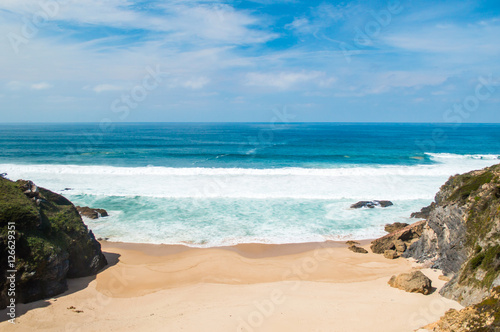 Atlantic ocean coast - wild beaches and cliffs in Alentejo, Portugal