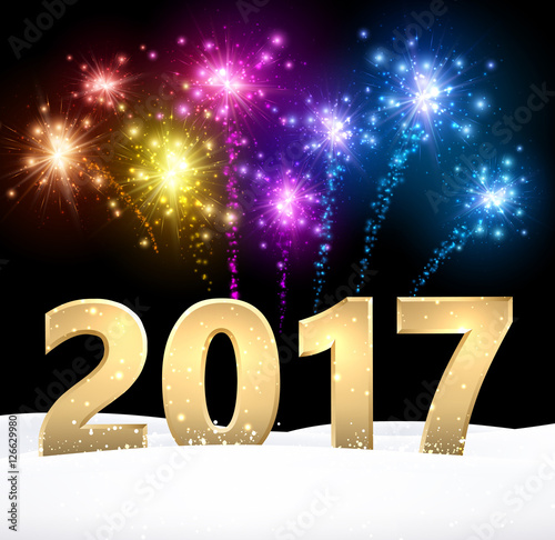 Golden 2017 New Year background.
