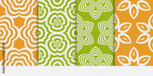 Seamless floral patterns set. Vector illustration. Texture for design wallpaper. geometric ornament
