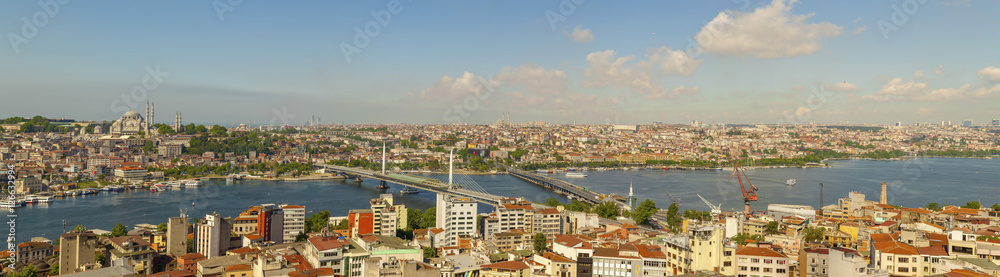 Panorama view of the golden horn in Istanbul, Turkey