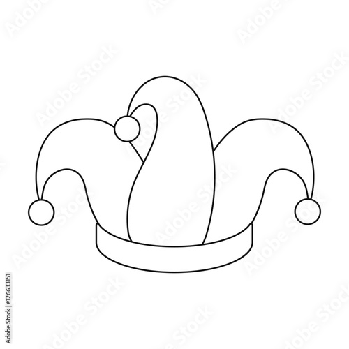 Jester's cap icon in outline style isolated on white background. Hats symbol stock vector illustration.
