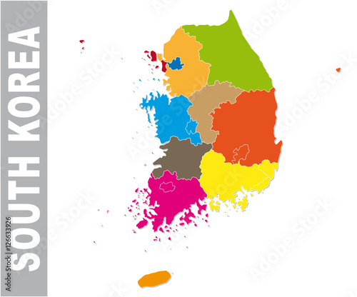 Colorful south korea administrative and political map