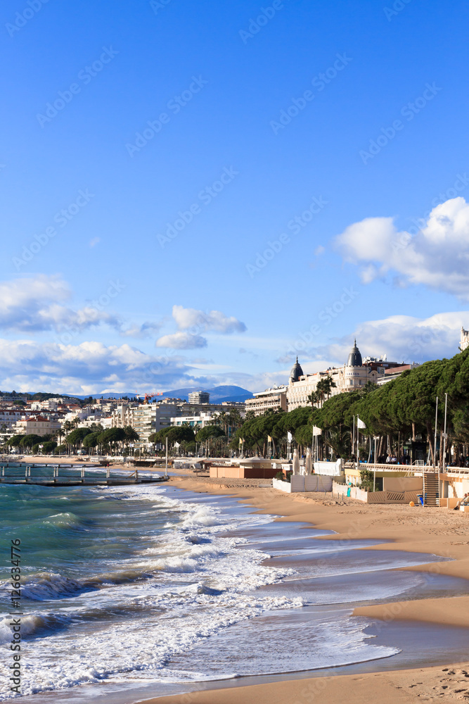 City of Cannes - beach and croisette in November