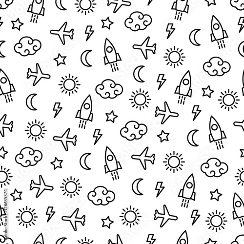 Sky seamless pattern. Vector illustration.