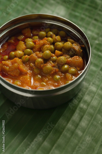 Still life of mixed vegetable curry