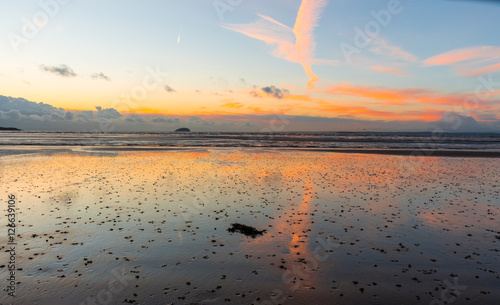 tide out at sunset