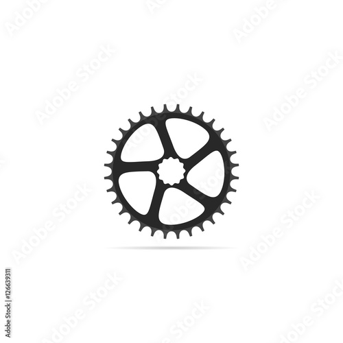Bicycle chainring 32 tooth isolated on a white background.
