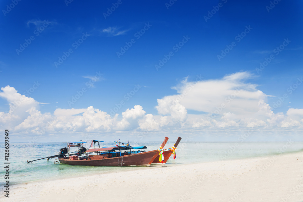 Thai traditional boats on Railay Beach