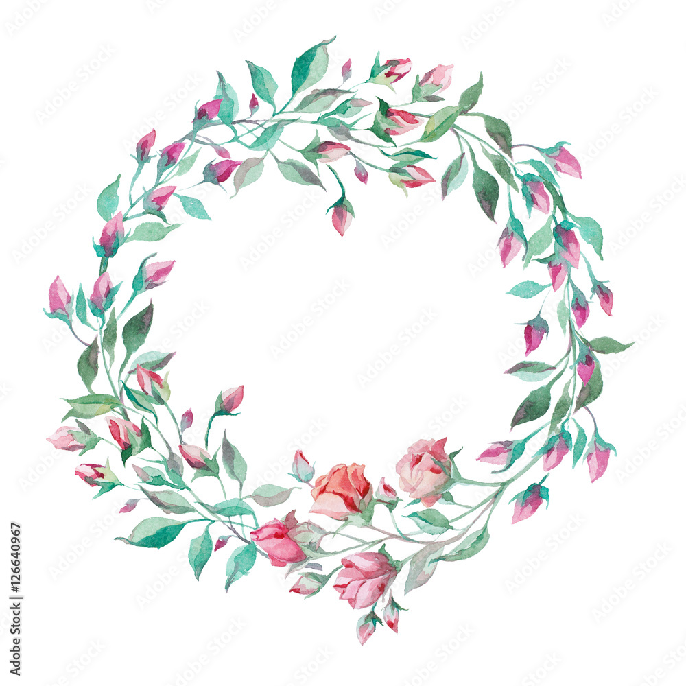Wreath of small pink roses