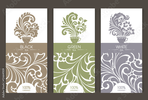 Vector set of templates packaging tea