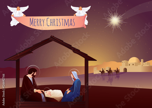 Nativity scene with Holy Family 