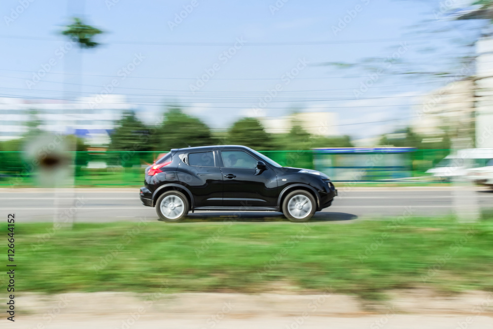 car at high speed, shooting with wiring