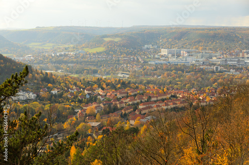 Blick auf Jena an der Saale, Thüringen, Deutschland © UbjsP