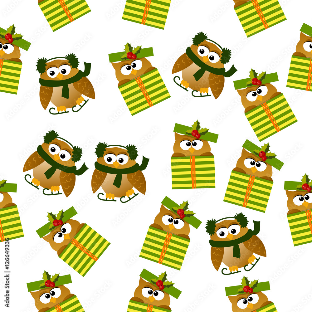 Naklejka premium christmas owl in santa hat
