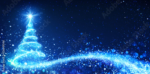 Shiny Christmas Tree In The Night - Glittering Effect
