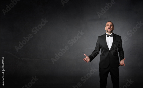 classical singer gestures with hands
