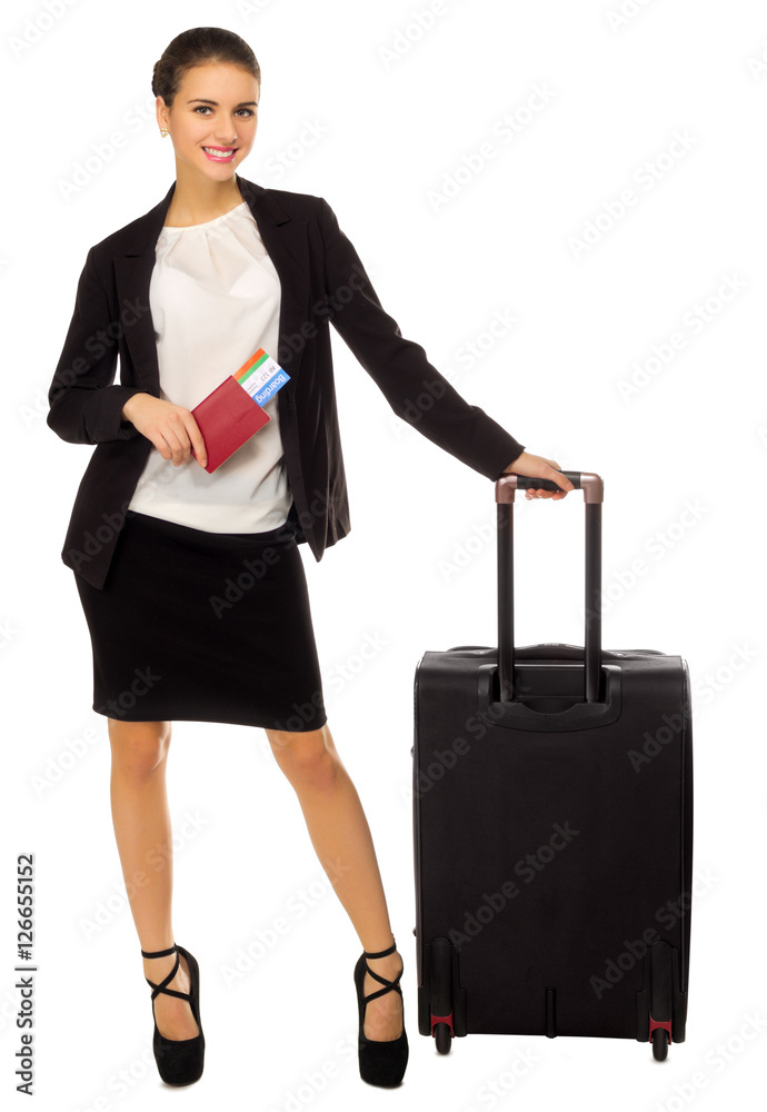 Traveling businesswoman isolated Traveling businesswoman isolated