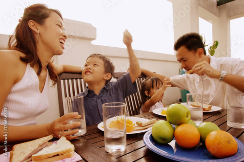 Family having a meal together