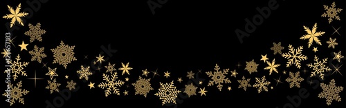 Bannière avec étoiles gold sur fond noir 