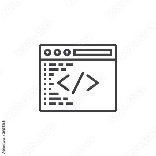 Custom coding symbol. Programming line icon, outline vector sign, linear pictogram isolated on white. logo illustration